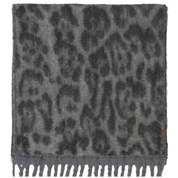 CC Brand Woven Grey Leopard Print Oblong Scarf*VERY SOFT! Cozy and long - Picture 2 of 2